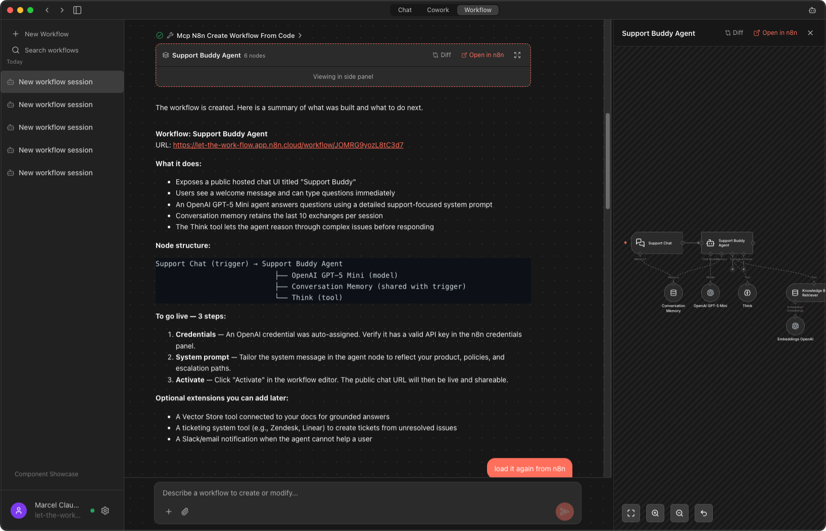 n8n-desk Workflow Mode